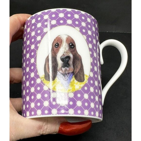 MEDARD DE NOBLAT UNE VIE DE CHIEN Basset Hound Mugs Cups 8 oz Set of 2 Limoges - Picture 8 of 9